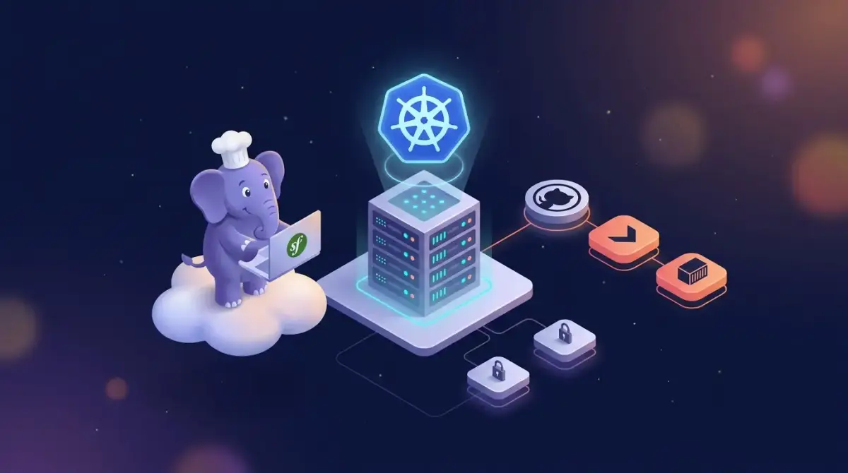 Guide pas-à-pas pour mettre une application Symfony en production sur un mono-VPS : deux environnements (staging + prod) containerisés avec FrankenPHP, orchestrés par K3s, déployés automatiquement via GitHub Actions vers GHCR, avec TLS Let's Encrypt. Tous les snippets sont fournis et prêts à copier.